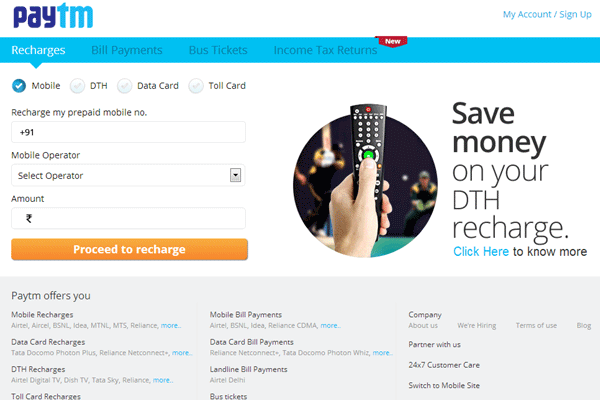 Tata sky online recharge on sale paytm