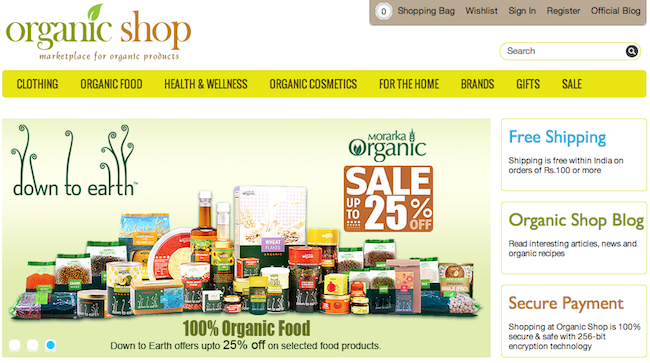 organic shop screenshot