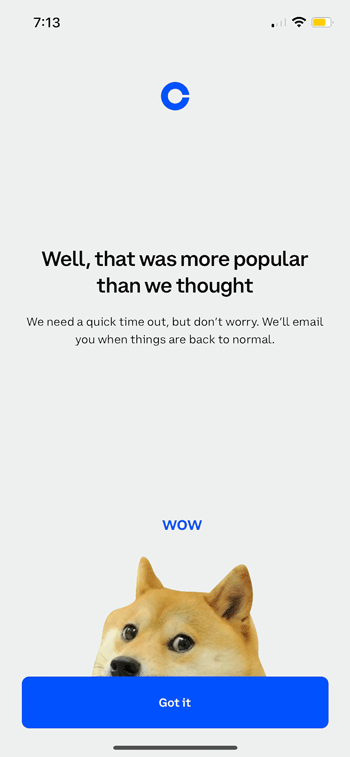 Coinbase's promotional $15 SuperBowl ad campaign causes the app to  temporarily crash