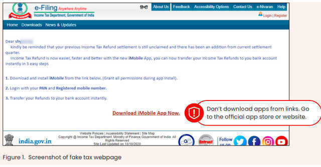 Cybercriminals now mimicking income tax portal to install malware through smishing